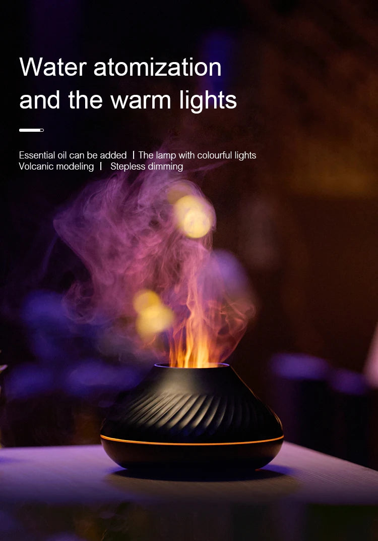 Colorful Flame Aromatherapy Humidifier Cool Mist Maker 130ml USB Essential Oil Aroma Diffuser for Home Bedroom Office Hotel