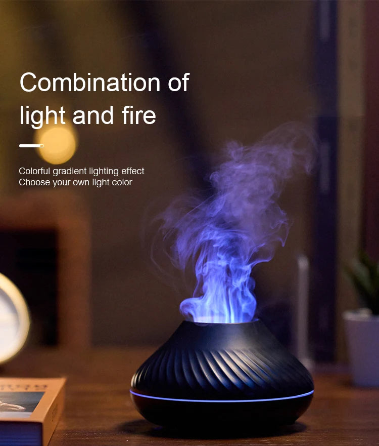 Colorful Flame Aromatherapy Humidifier Cool Mist Maker 130ml USB Essential Oil Aroma Diffuser for Home Bedroom Office Hotel