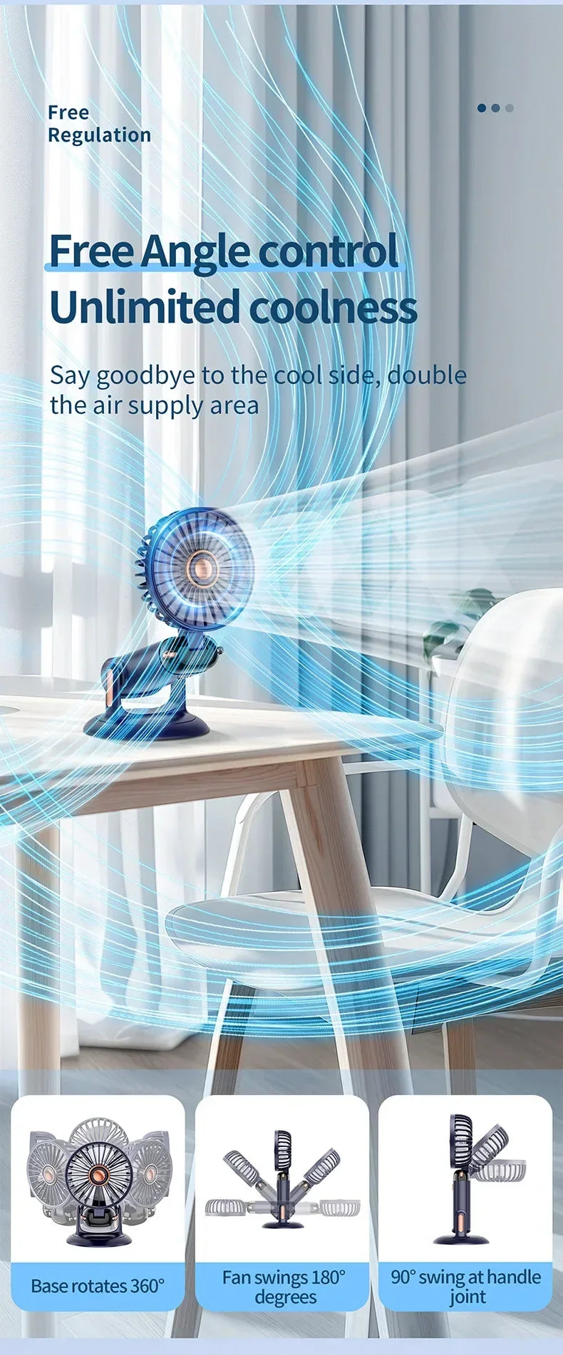 Handheld Mini Fan Portable USB Rechargeable, Foldable Neck Fan with 5 Speeds & Phone Holder, for Outdoor/Desk Use, Lightweight
