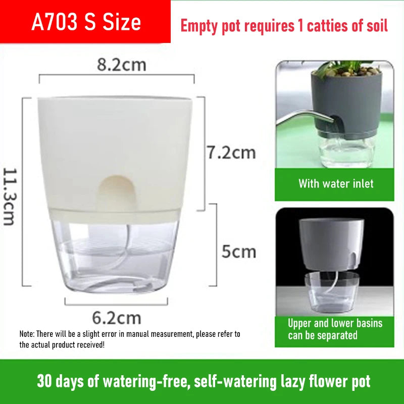 AS High Transparent Series Self Watering Planter Double-layer Resin Flowerpots Desktop Plant Pot for Horticultural Planting Pots