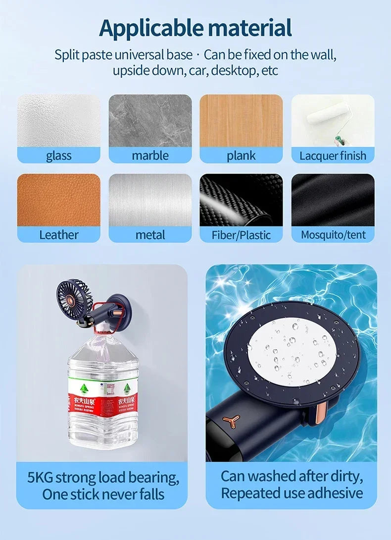 Handheld Mini Fan Portable USB Rechargeable, Foldable Neck Fan with 5 Speeds & Phone Holder, for Outdoor/Desk Use, Lightweight