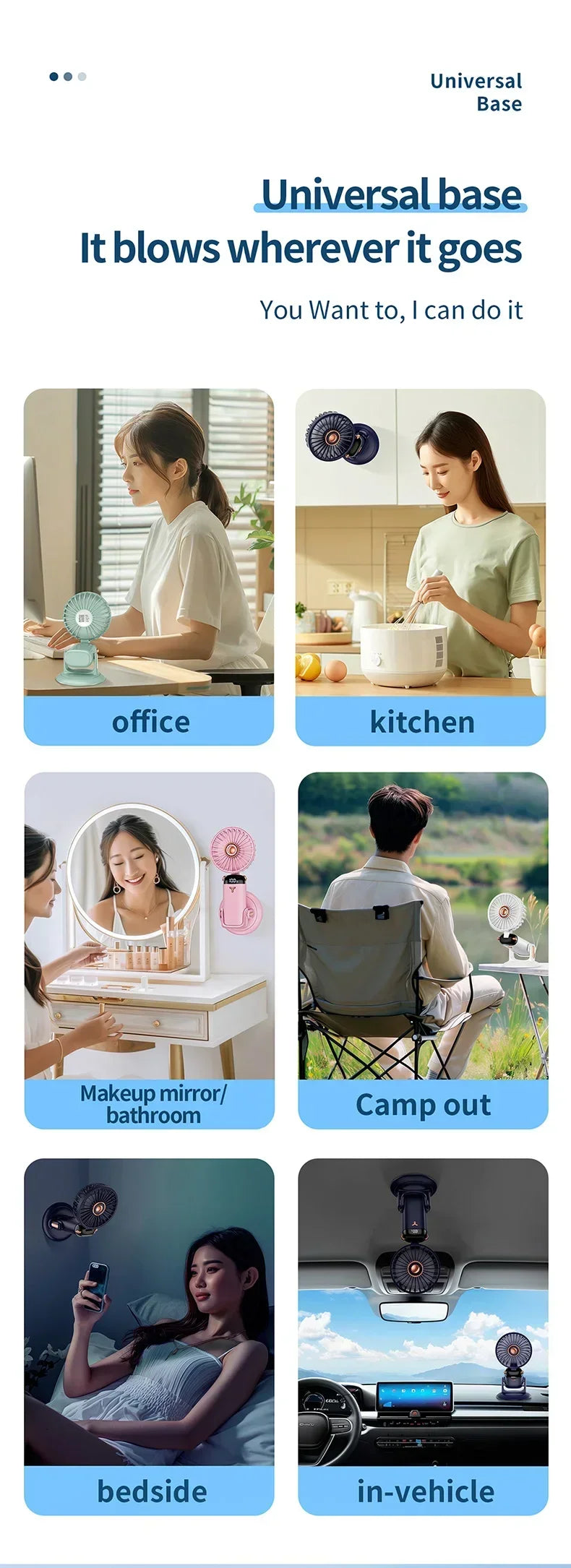 Handheld Mini Fan Portable USB Rechargeable, Foldable Neck Fan with 5 Speeds & Phone Holder, for Outdoor/Desk Use, Lightweight