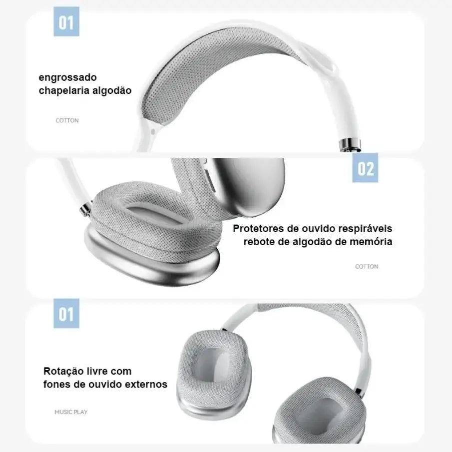 NEW P9 Pro Max Air Wireless Bluetooth Headphones Noise Cancelling Earphones Mic Pods Over Ear Sports Gaming Headset For Apple