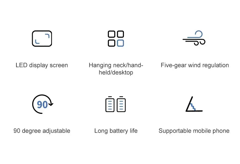 Handheld Mini Fan Portable USB Rechargeable, Foldable Neck Fan with 5 Speeds & Phone Holder, for Outdoor/Desk Use, Lightweight