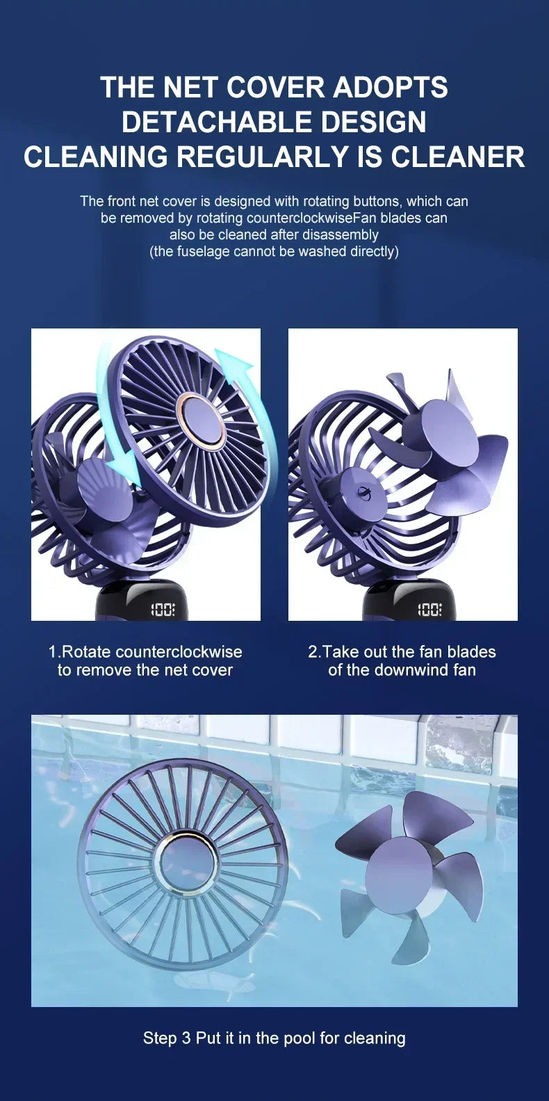 Handheld Mini Fan Portable USB Rechargeable, Foldable Neck Fan with 5 Speeds & Phone Holder, for Outdoor/Desk Use, Lightweight