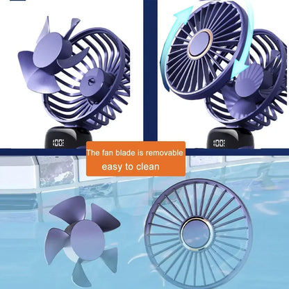 Handheld Mini Fan Portable USB Rechargeable, Foldable Neck Fan with 5 Speeds & Phone Holder, for Outdoor/Desk Use, Lightweight
