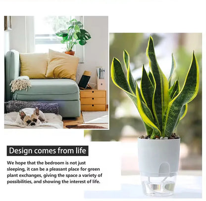AS High Transparent Series Self Watering Planter Double-layer Resin Flowerpots Desktop Plant Pot for Horticultural Planting Pots