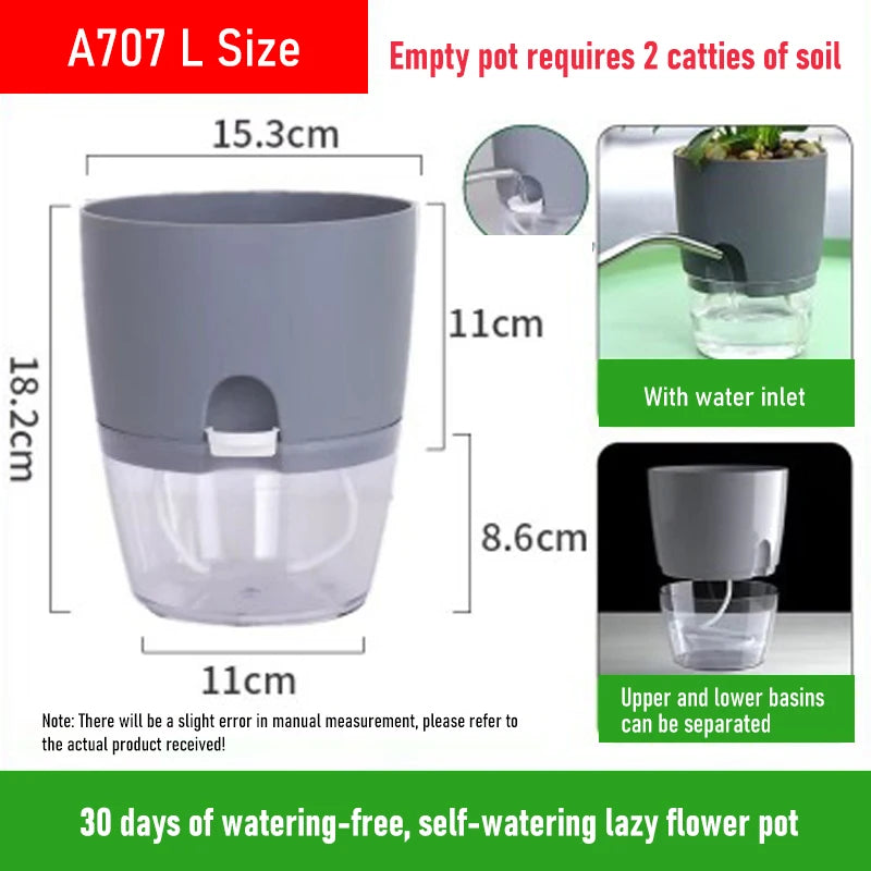 AS High Transparent Series Self Watering Planter Double-layer Resin Flowerpots Desktop Plant Pot for Horticultural Planting Pots