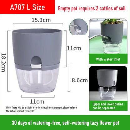 AS High Transparent Series Self Watering Planter Double-layer Resin Flowerpots Desktop Plant Pot for Horticultural Planting Pots