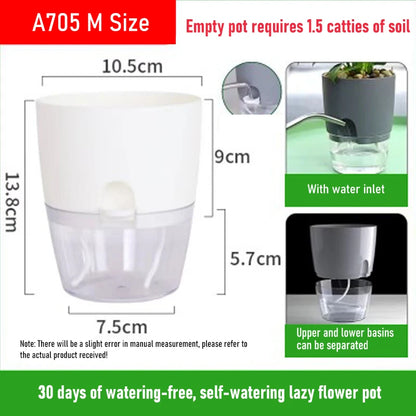 AS High Transparent Series Self Watering Planter Double-layer Resin Flowerpots Desktop Plant Pot for Horticultural Planting Pots