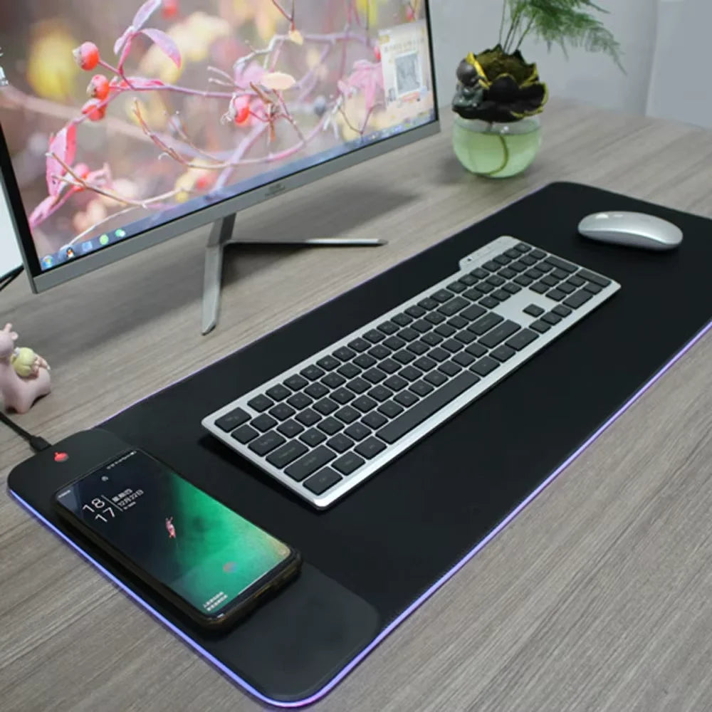 For 3-in-1 Magnetic Wireless Charging Personalized Mousepad Large XXL Customized Office Desk Pad Wireless Charging Luminous Mat