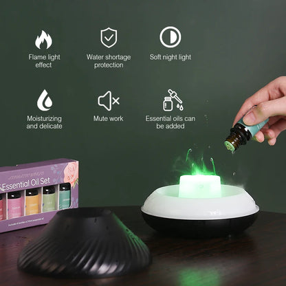 Colorful Flame Aromatherapy Humidifier Cool Mist Maker 130ml USB Essential Oil Aroma Diffuser for Home Bedroom Office Hotel