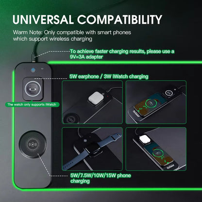 For 3-in-1 Magnetic Wireless Charging Personalized Mousepad Large XXL Customized Office Desk Pad Wireless Charging Luminous Mat