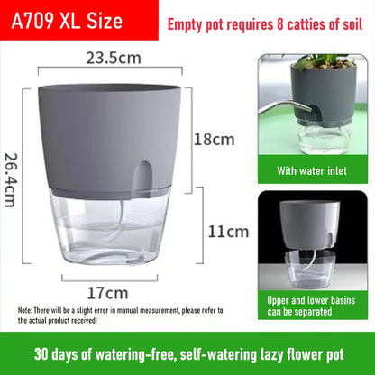 AS High Transparent Series Self Watering Planter Double-layer Resin Flowerpots Desktop Plant Pot for Horticultural Planting Pots