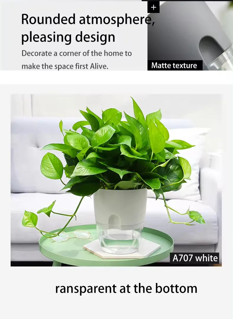 AS High Transparent Series Self Watering Planter Double-layer Resin Flowerpots Desktop Plant Pot for Horticultural Planting Pots