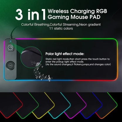 For 3-in-1 Magnetic Wireless Charging Personalized Mousepad Large XXL Customized Office Desk Pad Wireless Charging Luminous Mat