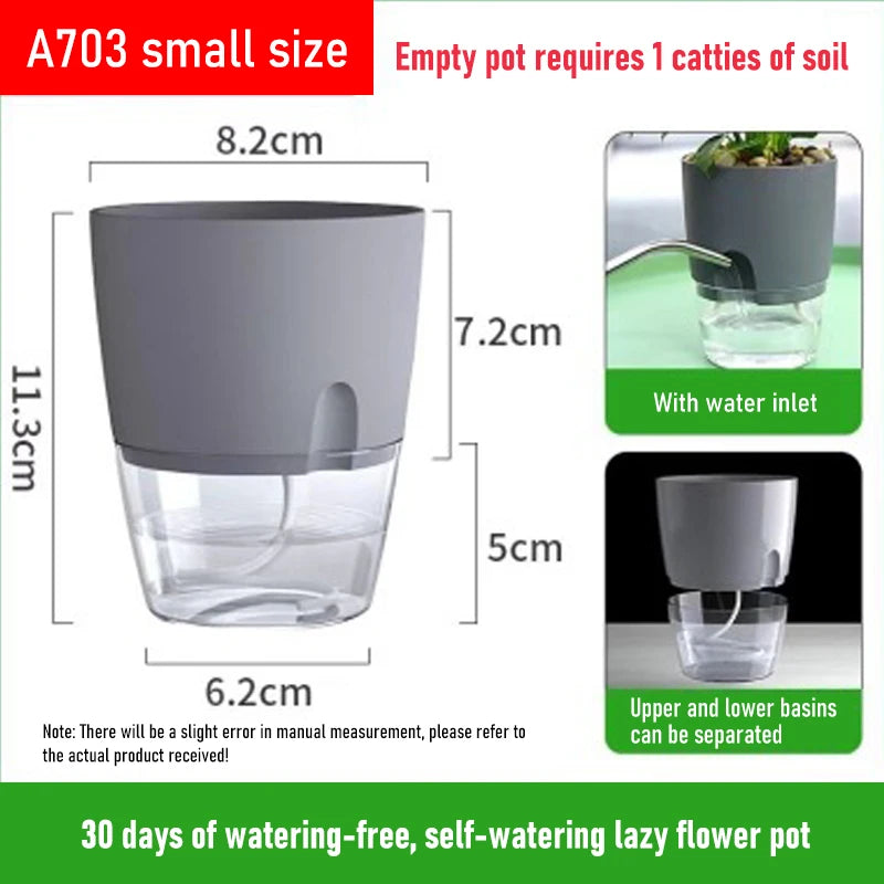 AS High Transparent Series Self Watering Planter Double-layer Resin Flowerpots Desktop Plant Pot for Horticultural Planting Pots