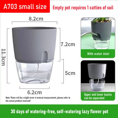 AS High Transparent Series Self Watering Planter Double-layer Resin Flowerpots Desktop Plant Pot for Horticultural Planting Pots