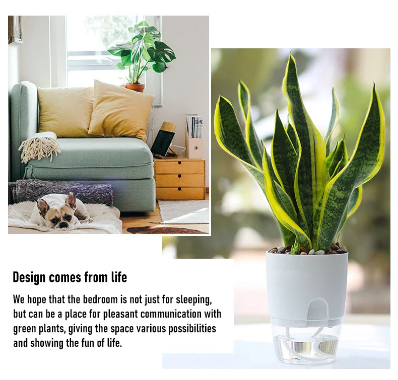 AS High Transparent Series Self Watering Planter Double-layer Resin Flowerpots Desktop Plant Pot for Horticultural Planting Pots