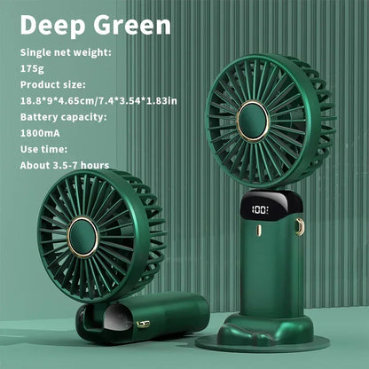 Handheld Mini Fan Portable USB Rechargeable, Foldable Neck Fan with 5 Speeds & Phone Holder, for Outdoor/Desk Use, Lightweight