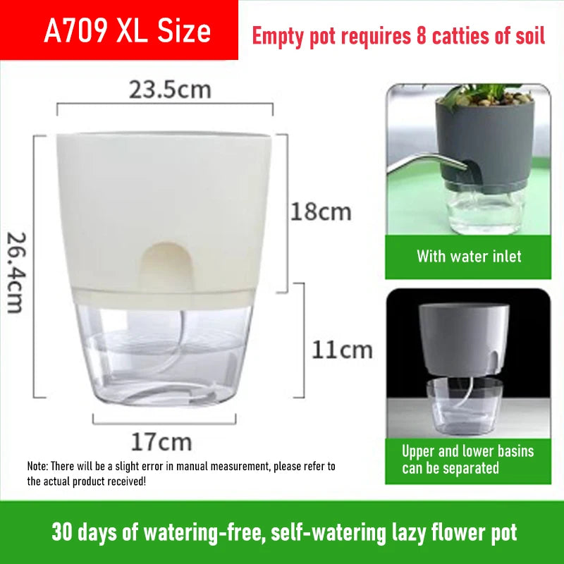 AS High Transparent Series Self Watering Planter Double-layer Resin Flowerpots Desktop Plant Pot for Horticultural Planting Pots