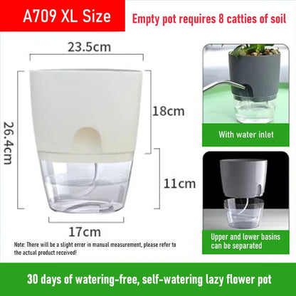 AS High Transparent Series Self Watering Planter Double-layer Resin Flowerpots Desktop Plant Pot for Horticultural Planting Pots