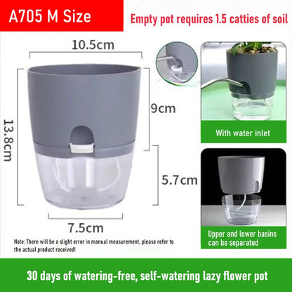 AS High Transparent Series Self Watering Planter Double-layer Resin Flowerpots Desktop Plant Pot for Horticultural Planting Pots
